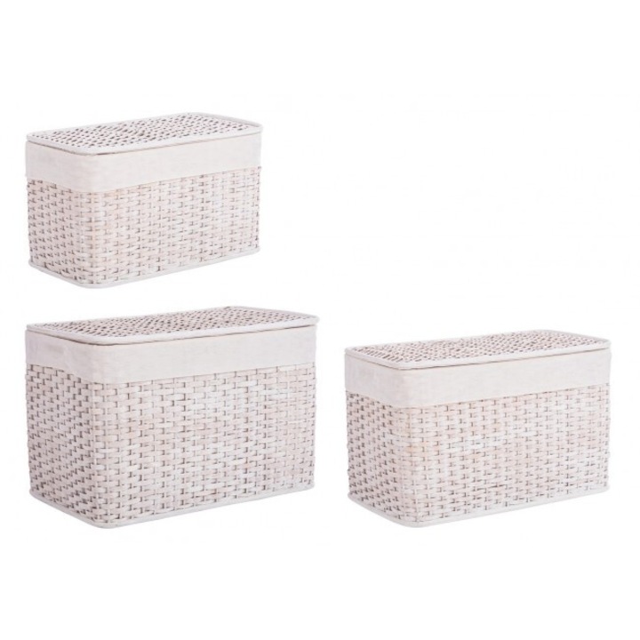 Комплект от 3 кошници за съхранение Homely, Ратан, 56x30x33 см, 61x36x38 см, 66x41x43 см