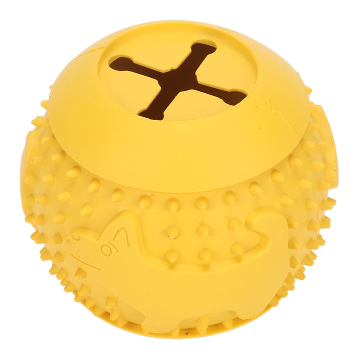 Minge pentru caini, AMRINUGL, cauciuc, galben, diametru 8cm