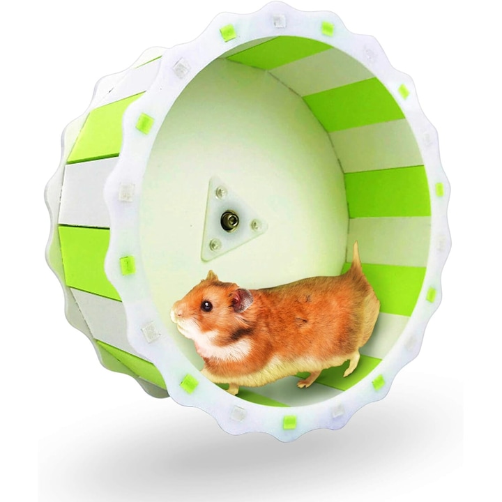 Roata de exercitii pentru hamsteri pitici, set, material sigur pentru animale, functionare silentioasa, suport ajustabil
