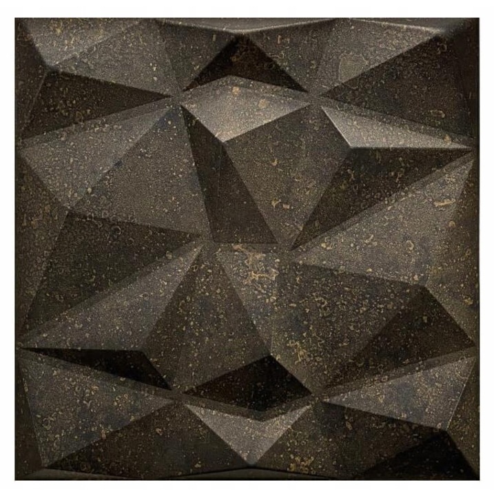 Set de 8 panouri decorative DECOSA, polistiren, 50x50cm, gri antracit, profil curbat