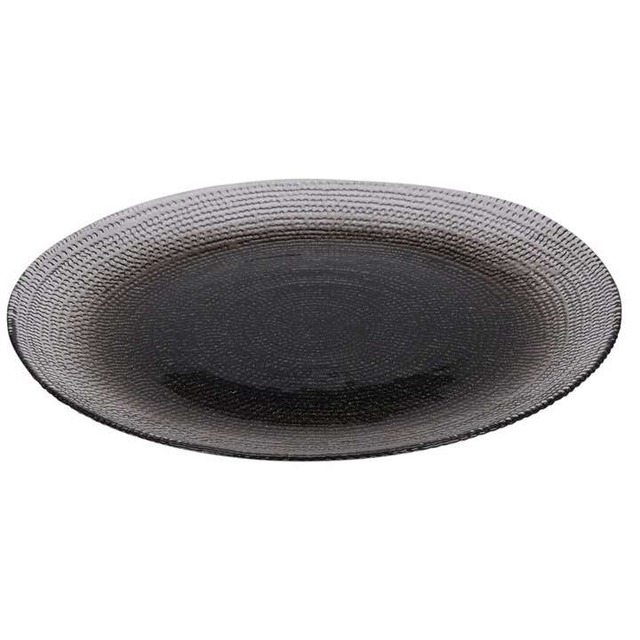 Koopman Tányér, üveg, fekete, 21cm
