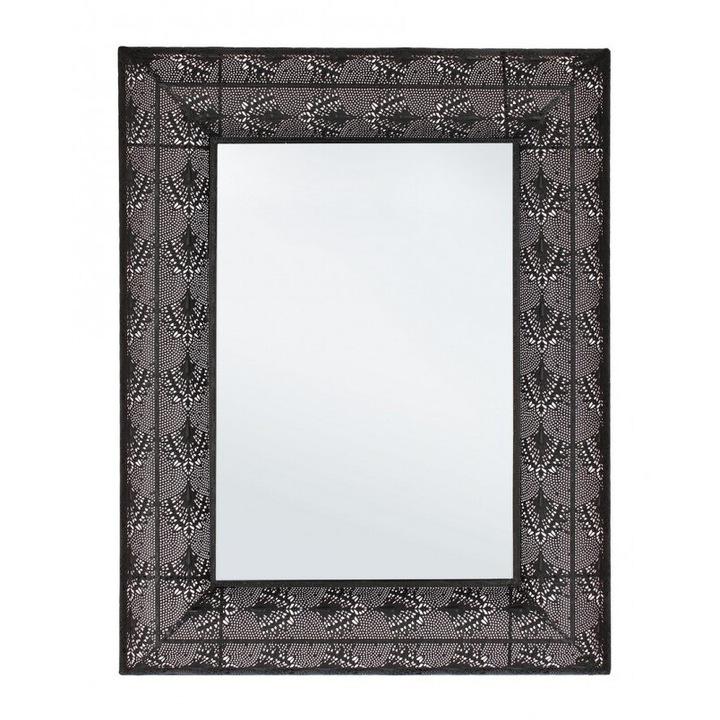 Fekete fém fali tükör Nagy 70x6,5x90,5 cm