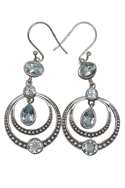 Cercei din argint 925 TSR cu pietre naturale blue topaz model 4MSS4