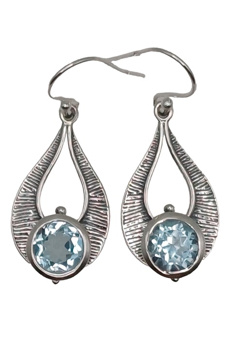 Cercei din argint 925 TSR cu pietre naturale blue topaz model 4MSS3