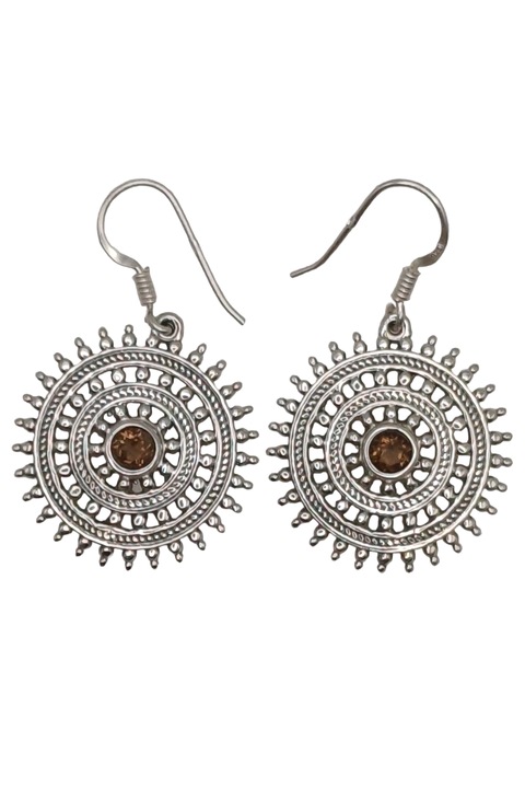 Cercei din argint 925 TSR cu pietre naturale cuart fumuriu model 1MSS1