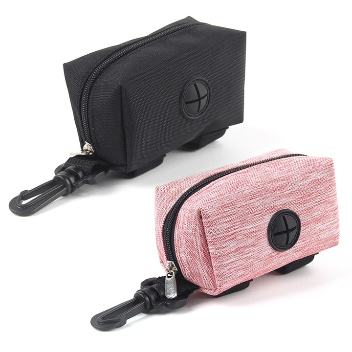 Set 2 Suporti pentru Pungi de Residuuri Canine, Impermeabil, Negru cu Rosu Deschis, 10x5x5.5cm