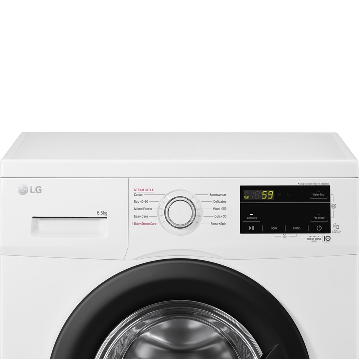 Masina de spalat rufe Slim LG F2J3WSBWE, 6.5 Kg, 1200 RPM, Motor Inverter Direct Drive, Clasa E, Alb