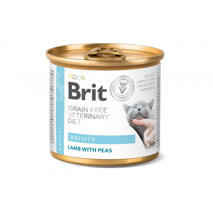 Hrana umeda pisici Brit Veterinary Diet Cat Obesity, control greutate, 200g