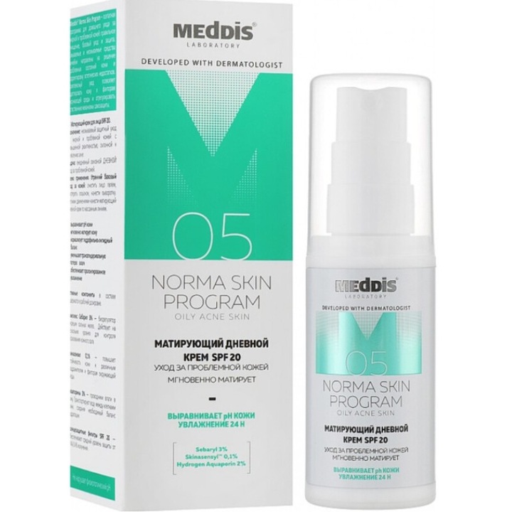 MEDDIS mattító arckrém, SPF 20, 30ml
