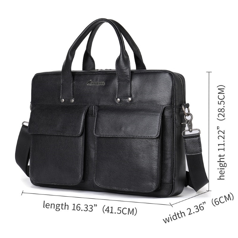 Geanta laptop, piele naturala, 15.6", JERMYN'S Sunderland, neagra