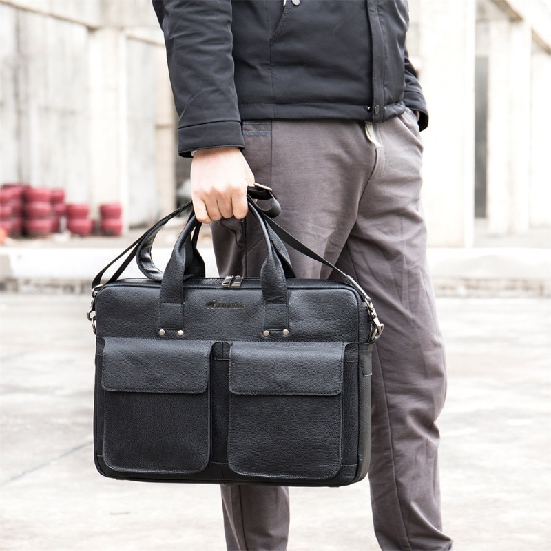 Geanta laptop, piele naturala, 15.6", JERMYN'S Sunderland, neagra