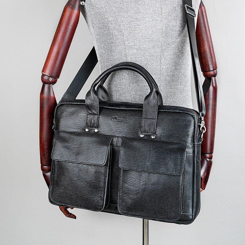 Geanta laptop, piele naturala, 15.6", JERMYN'S Sunderland, neagra