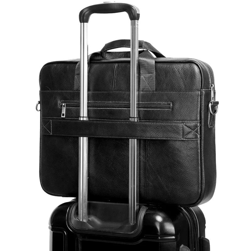 Geanta laptop, piele naturala, 17", JERMYN'S Houston, neagra