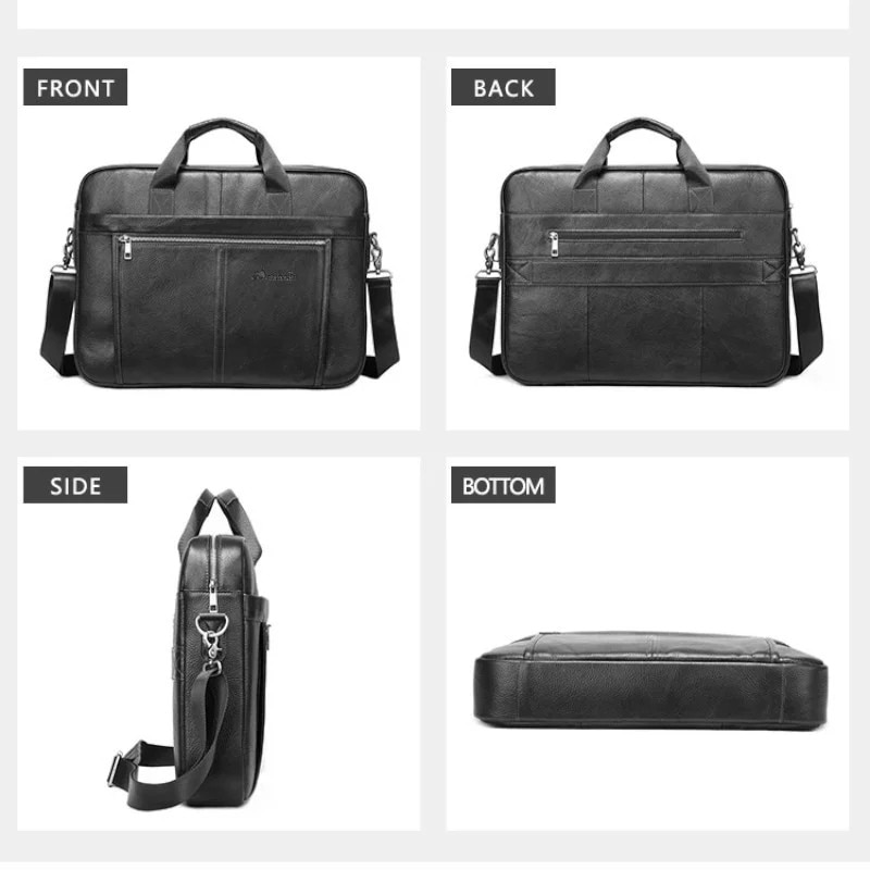 Geanta laptop, piele naturala, 17", JERMYN'S Houston, neagra