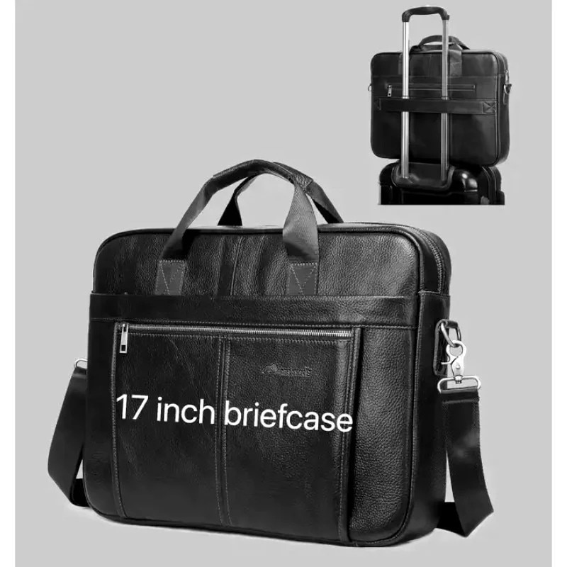 Geanta laptop, piele naturala, 17", JERMYN'S Houston, neagra
