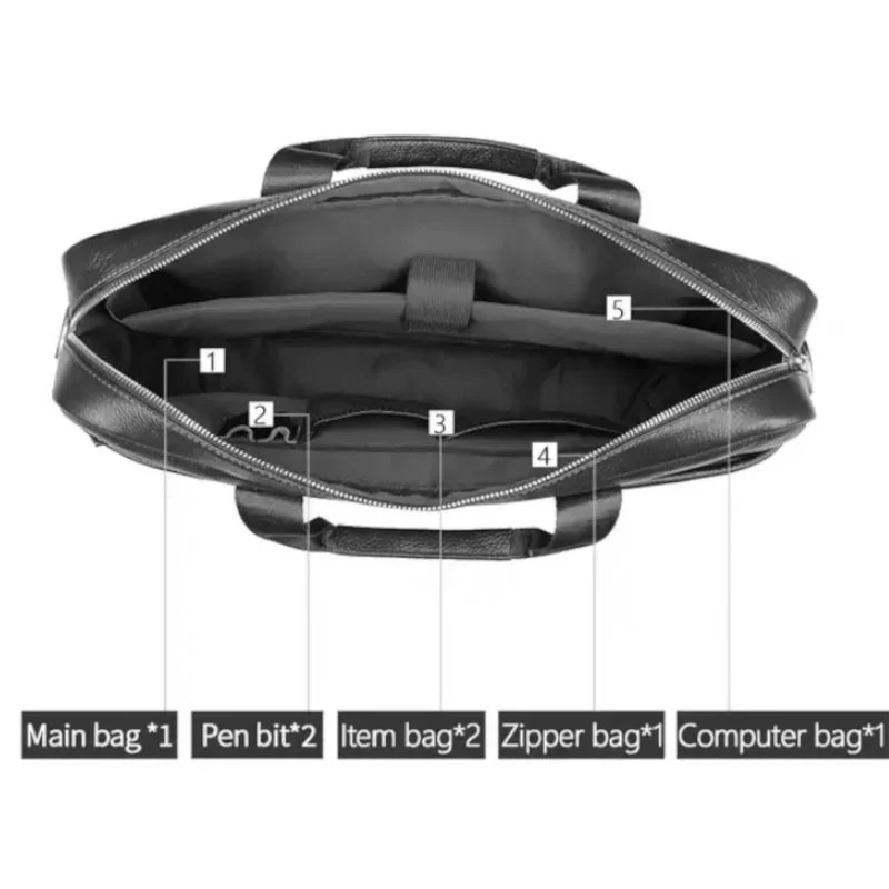 Geanta laptop, piele naturala, 17", JERMYN'S Houston, neagra