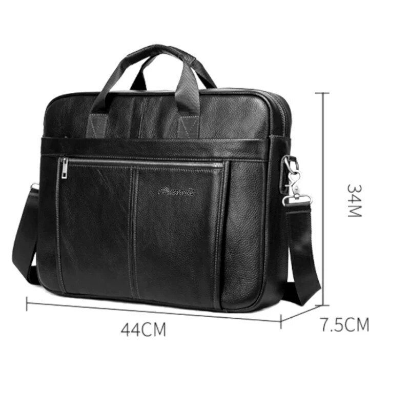 Geanta laptop, piele naturala, 17", JERMYN'S Houston, neagra