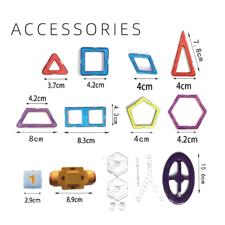 Set 40 Piese Magnetice de Constructie, Flippy, Mici, Forme Geometrice, 3 Ani, ABS, Magnet, 20.5 x 14.5 x 12 cm, Multicolor