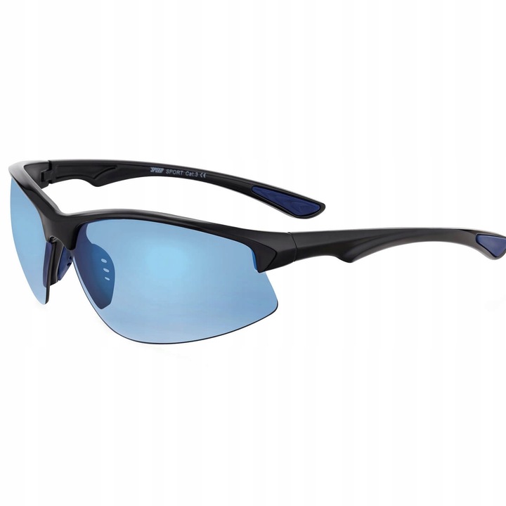 Ochelari de soare Speed, polarizati, UV400, negru cu lentile albastru, 72-13-125mm
