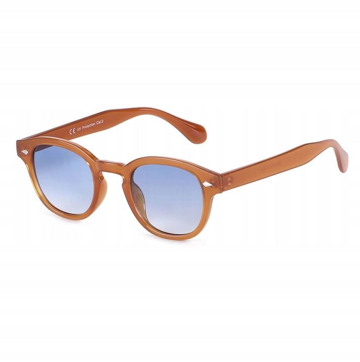 Ochelari de soare unisex, Stylion, oval, filtru UV400, caramel, 13.2x4.5cm