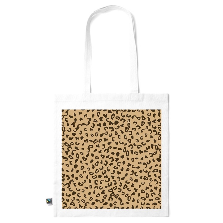 Go For It Shopper fazonú pamut táska mintával, Animal Printed Pattern, 38×42cm, Fehér, WH-KI83