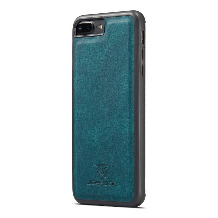 Husa pentru iPhone 8 Plus, iPhone 7 Plus, piele cu textura moale, back cover, CaseMe, Albastru