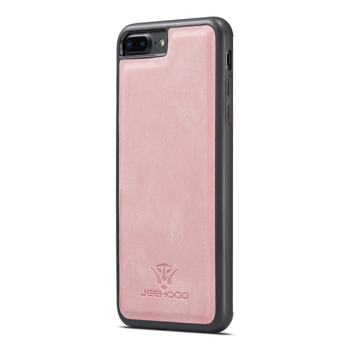 Husa pentru iPhone 8 Plus, iPhone 7 Plus, piele cu textura moale, back cover, CaseMe, Roz