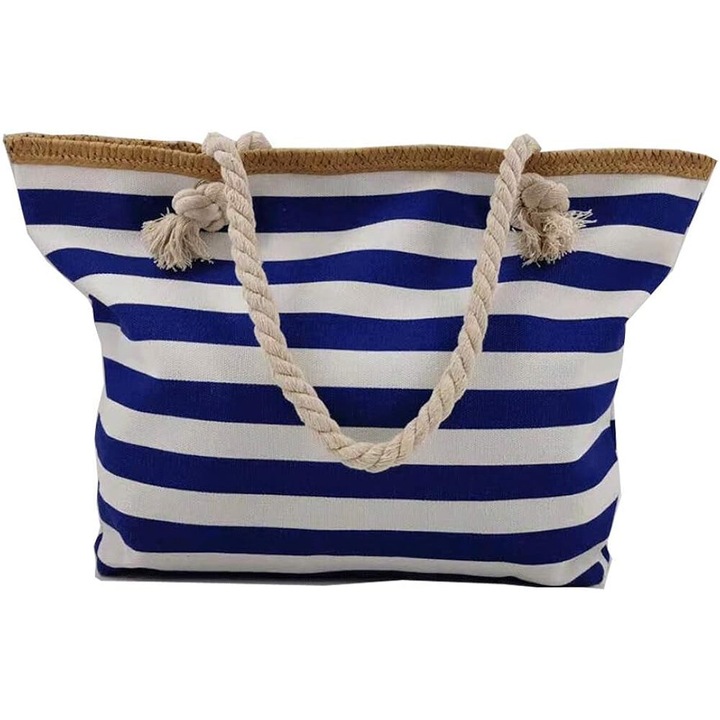 Geanta de plaja multicolora din panza, Cozevdnt, capacitate 25 l, protectie umeri