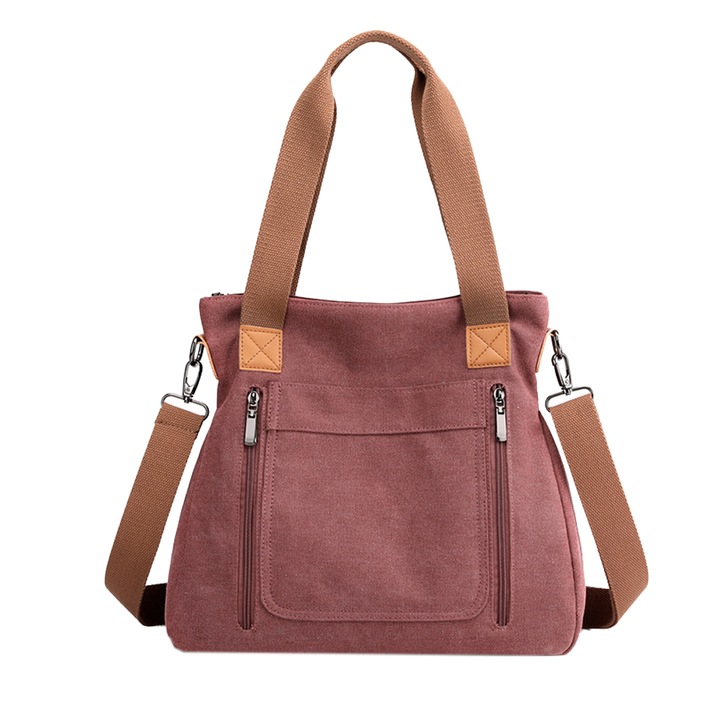 Többfunkciós táska, vintage, több zsebbel, lila