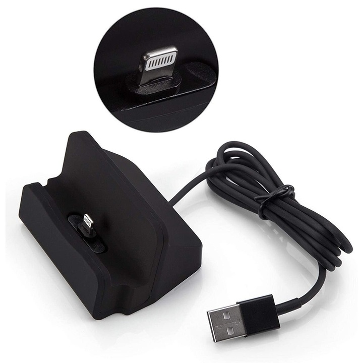 Suport de incarcare telefon, magnetic, pentru birou, compatibil iPhone XR/XS Max/8/7/6s Plus/iPad, negru