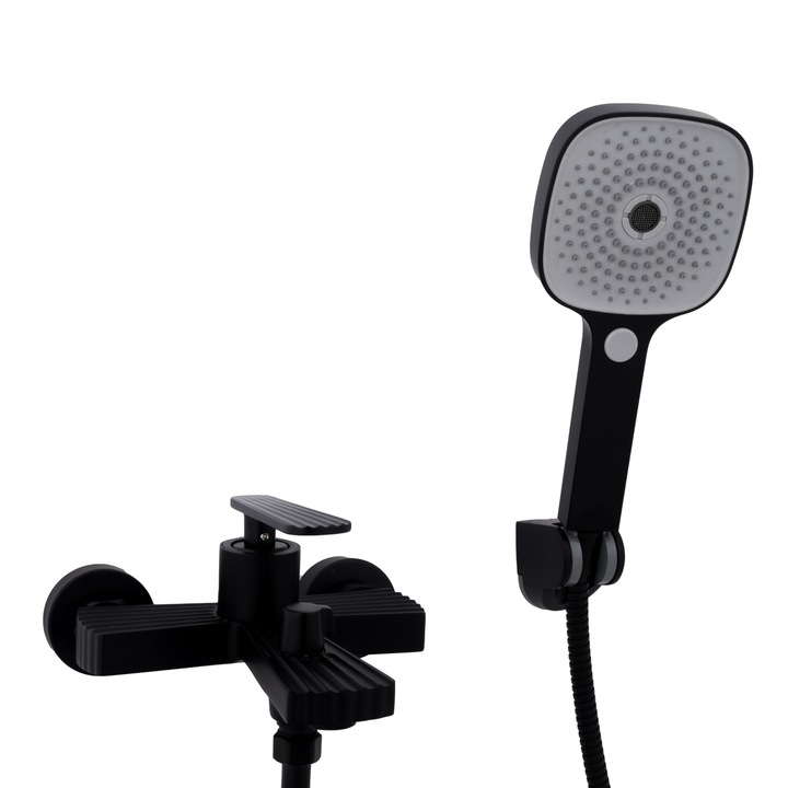 Смесител за вана, стенен монтаж, черен мат