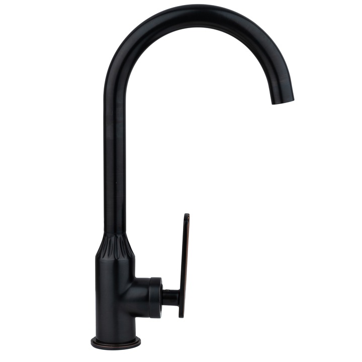 Смесител за кухня тип лебед античен черен