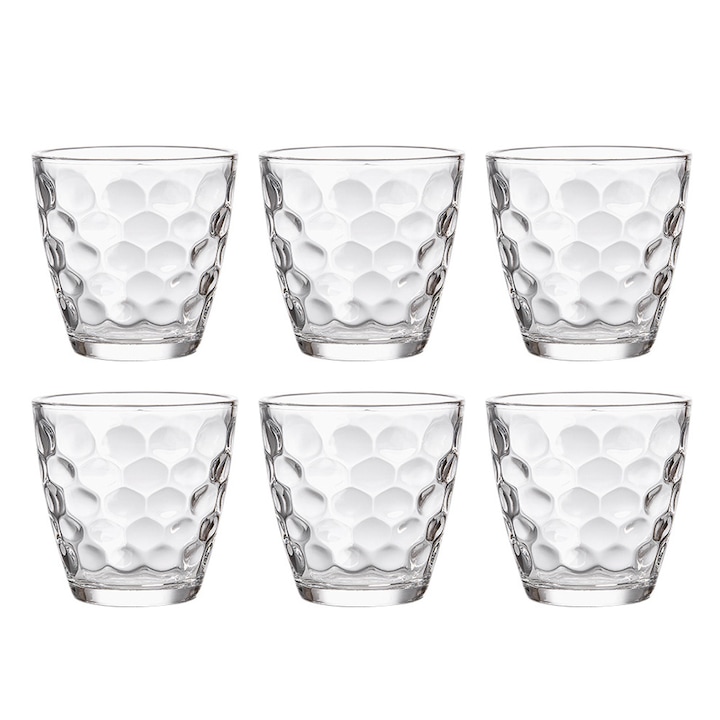 Átlátszó üveg pohárkészlet, 6 darab, 185ml