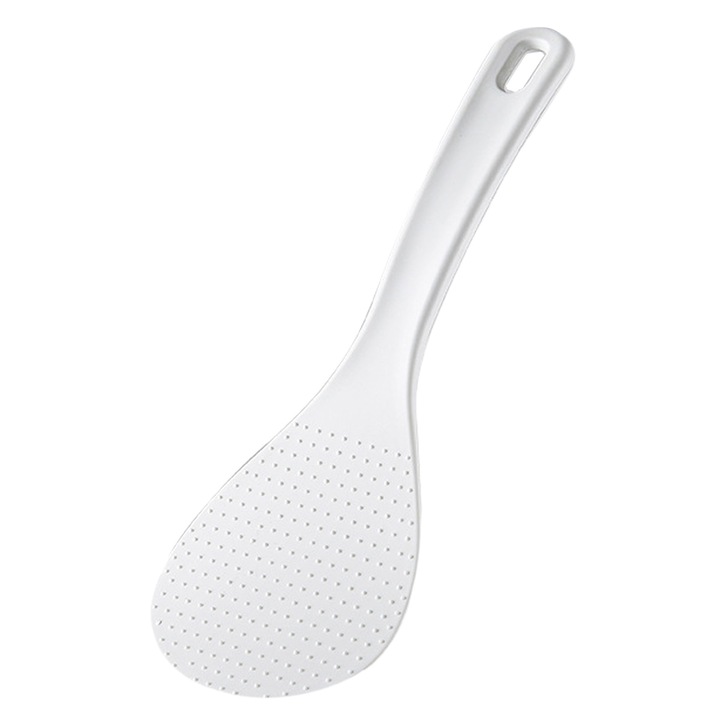 Супер лъжица за ориз за сервиране без усилия, незалепваща, лесна за изваждане, специална релефна обработка за покрити съдове за готвене, компактен дизайн с тънка ширина в бяло