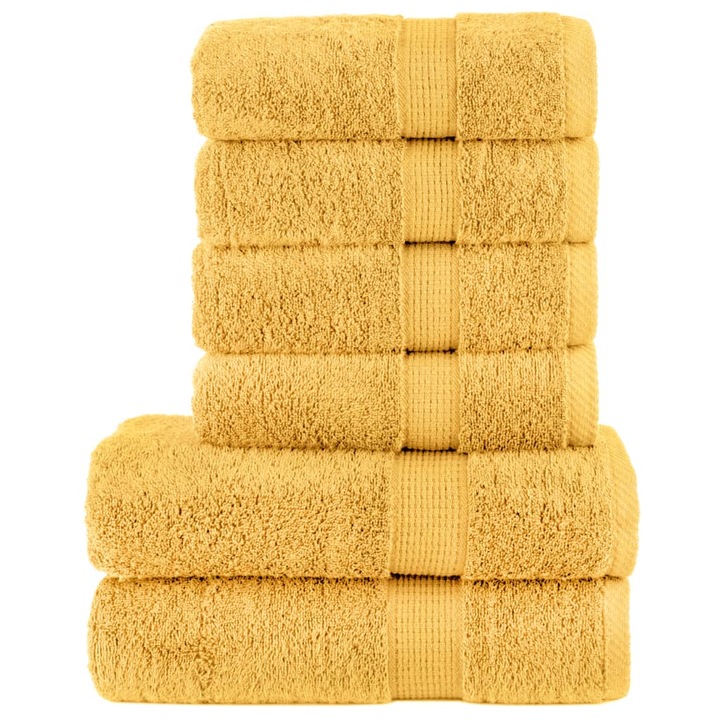 Премиум комплект хавлии от 6 части SOLUND vidaXL, златист, 600 gsm, 2.18 kg