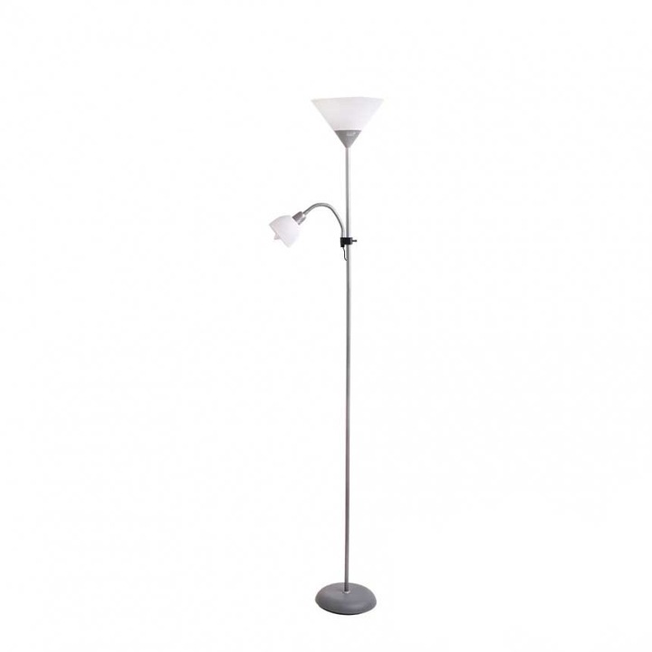 Лампион Lightex DEXTER, 1xE27+1xE14, Височина 176cm, Сребрист
