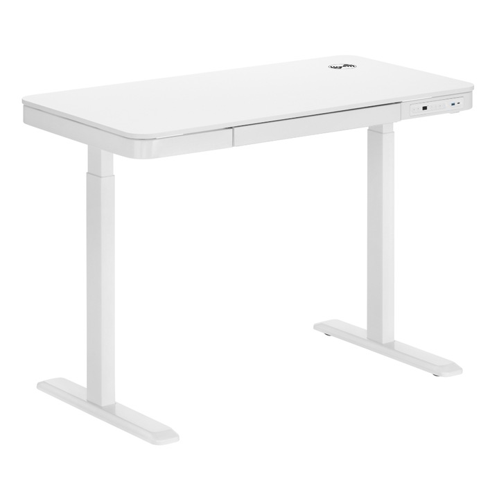Електрическо бюро с един мотор и чекмедже Sit-Stand, бяло