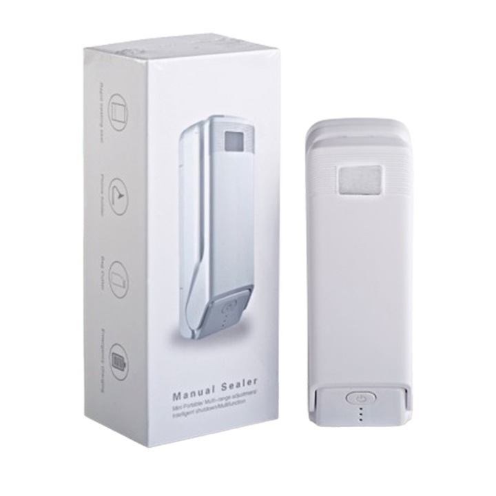 Sealer, Control Al Temperaturii Cu 3 Viteze, Portabil, Consum Redus De Energie Port Usb, TaIetor De Pungi Cu TaIere Automata, MultifunctIonal, Depozitare GustaRi, Depozitare BucaTaRie, 14x4x4cm, Alb