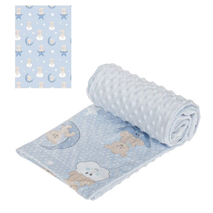 Kisfiú babatakaró, kétoldalas, kék, 100x75cm