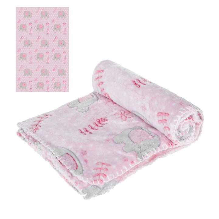 Baba bársony takaró, rózsaszín, 110x80cm