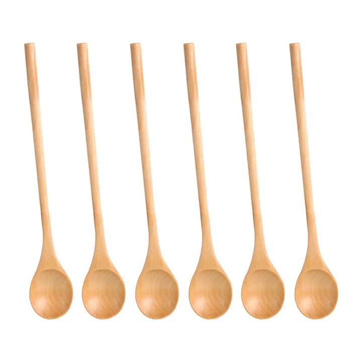 Set linguri din lemn Cozevdnt, design unic, 20cm, multicolor, 6 piese