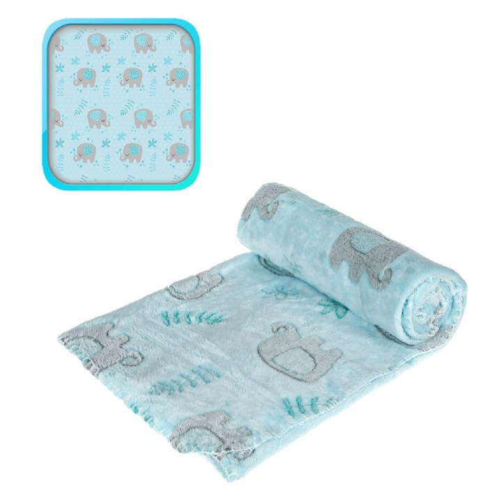 Baba bársony takaró, Elefánt, 110x80cm