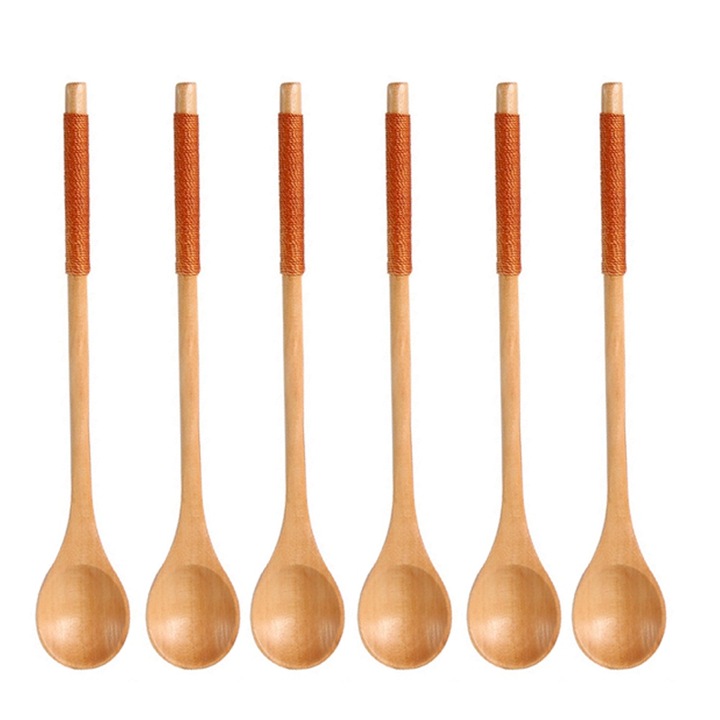 Set linguri din lemn Cozevdnt, design unic, 19cm, multicolor