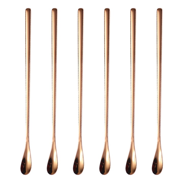 Set linguri pentru amestecat bauturi Cozevdnt, inox, auriu roz, 22cm