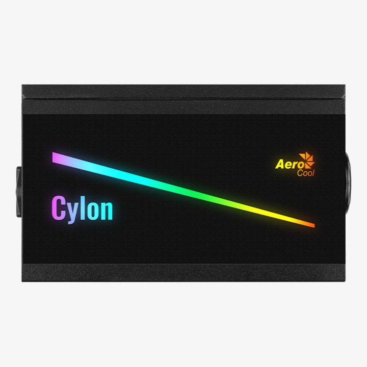 Sursa de alimentare pentru un computer desktop Aerocool Cylon 500W, ATX/EPS, Active PFC, 80 PLUS, iluminare de fundal RGB