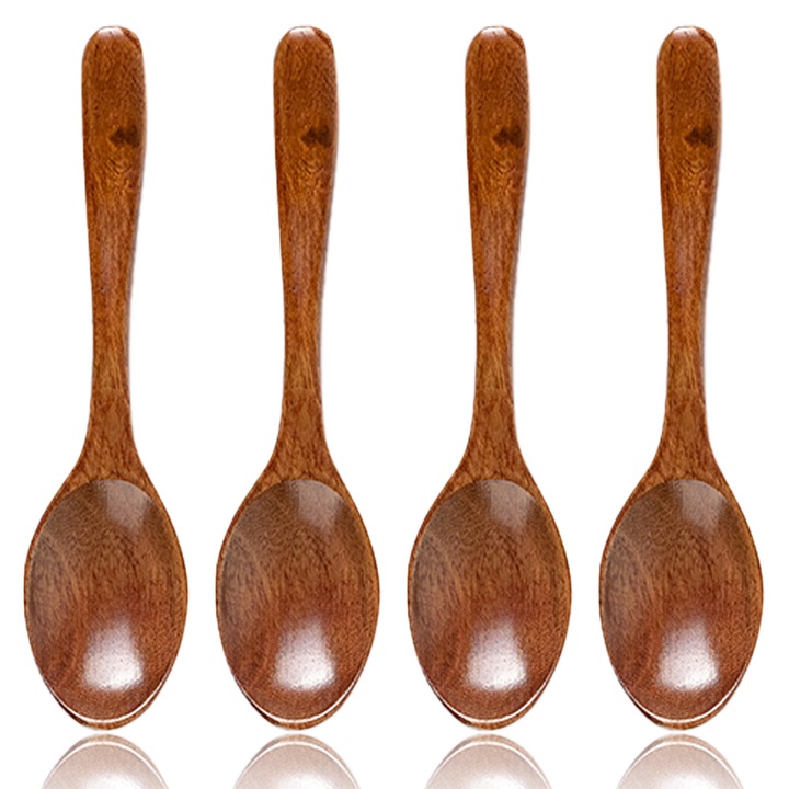 Linguri din lemn ZYBLSSBB LSM2XH-BST3017596-1, set de 4, lucrate manual, pentru supa/ceai/cafea, maro