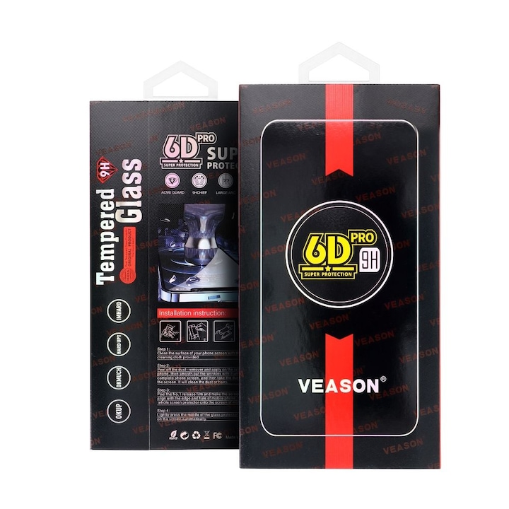 Xiaomi Redmi Note 13 4G/5G / Note 13 Pro 4G/5G / Poco X6 5G / X6 Pro 5G / M6 Pro 4G kompatibilis üvegfólia, előlapi, edzett, hajlított, fekete kerettel, Veason 6D Pro