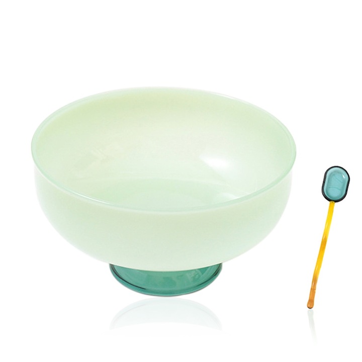 Стъклени купички за десерт с цветни лъжици, Jormftte, 10.7x6см, комплект от 4 броя