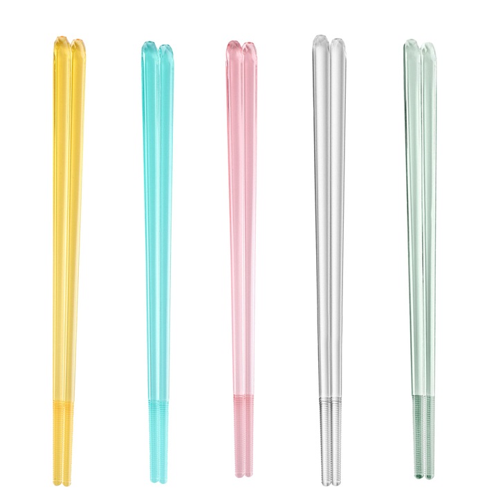 Комплект от 5 чифта прозрачни акрилни клечки за хранене, многоцветни, за домашна употреба
