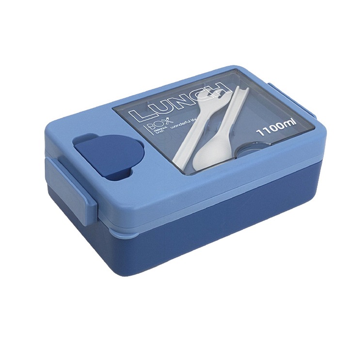 Cutie alimentara pentru pranz, portabila, 1100ml, albastru